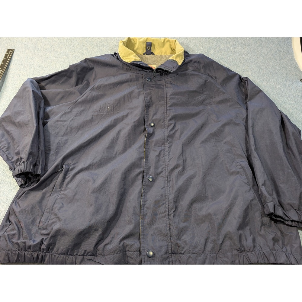Red Kap Mens Navy Blue Nylon Fleece Lined Hooded Workwear Jacket Windbreaker 2XL